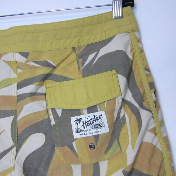 Howler Brothers Board Shorts Men's 32 Swim Trunks Yellow Orange Tropical - Picture 5 of 5